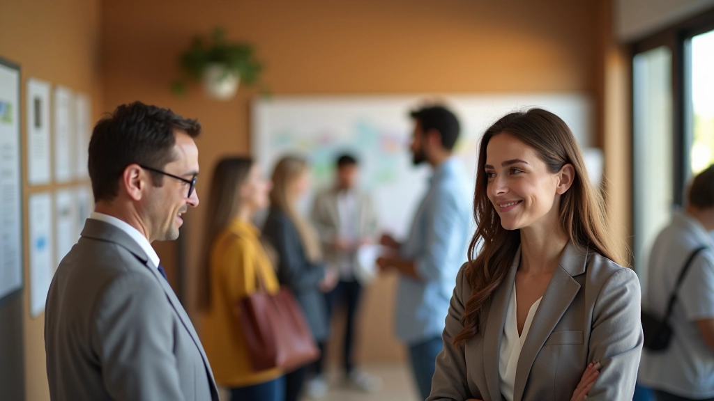 Pessoas em ambiente de centro de atendimento comunitário com conversas e materiais informativos disponíveis