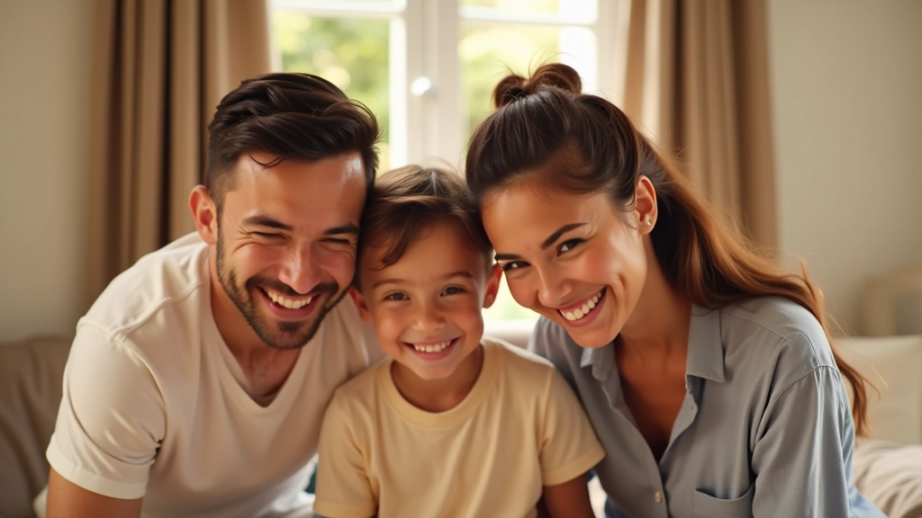 Pais com filhos sorrindo