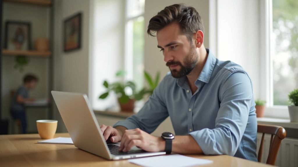 Homem fechando laptop no final do expediente, separando trabalho de vida pessoal