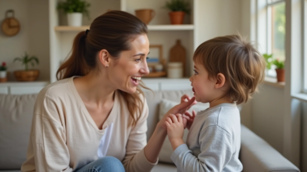 Mãe estabelecendo limite claro a criança pequena com expressão calma e firme