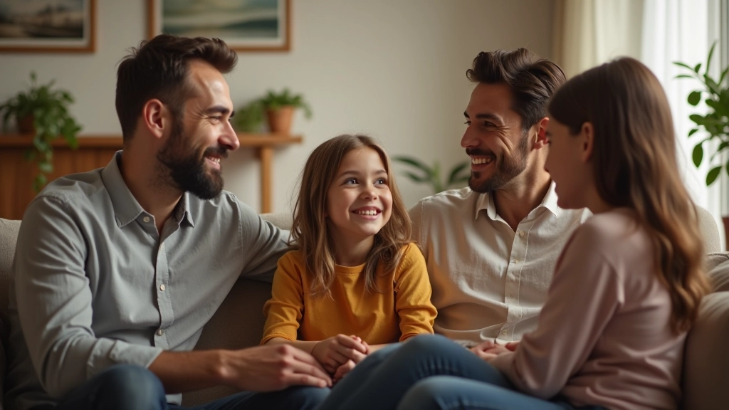 Família em momento de comunicação positiva