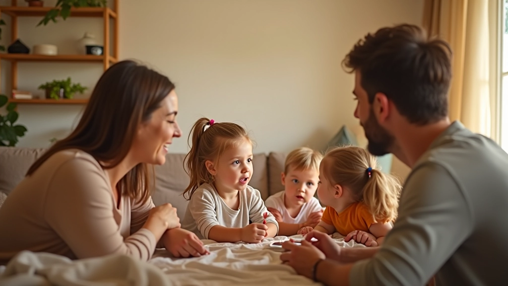 Família em conversa positiva